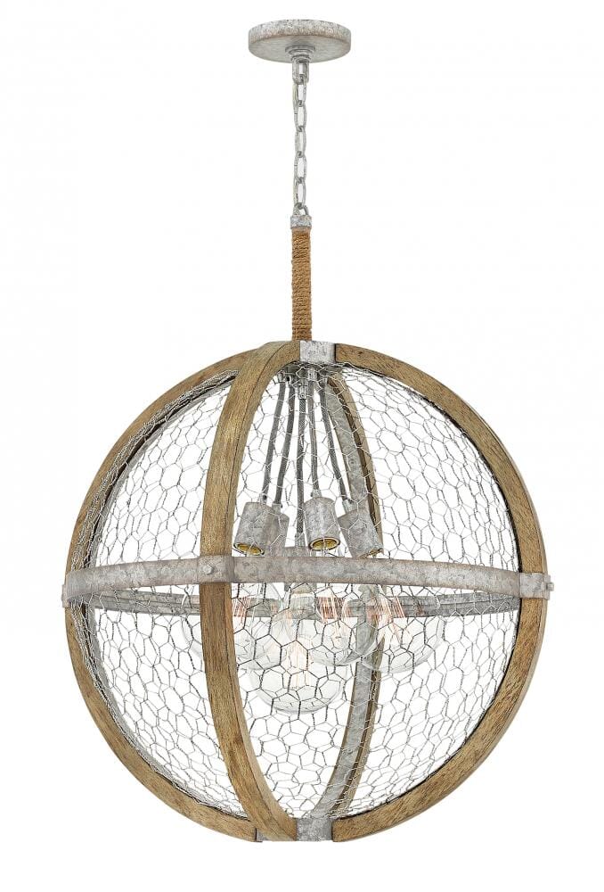 Hinkley Heywood 5-Light Pendant in Weathered Zinc