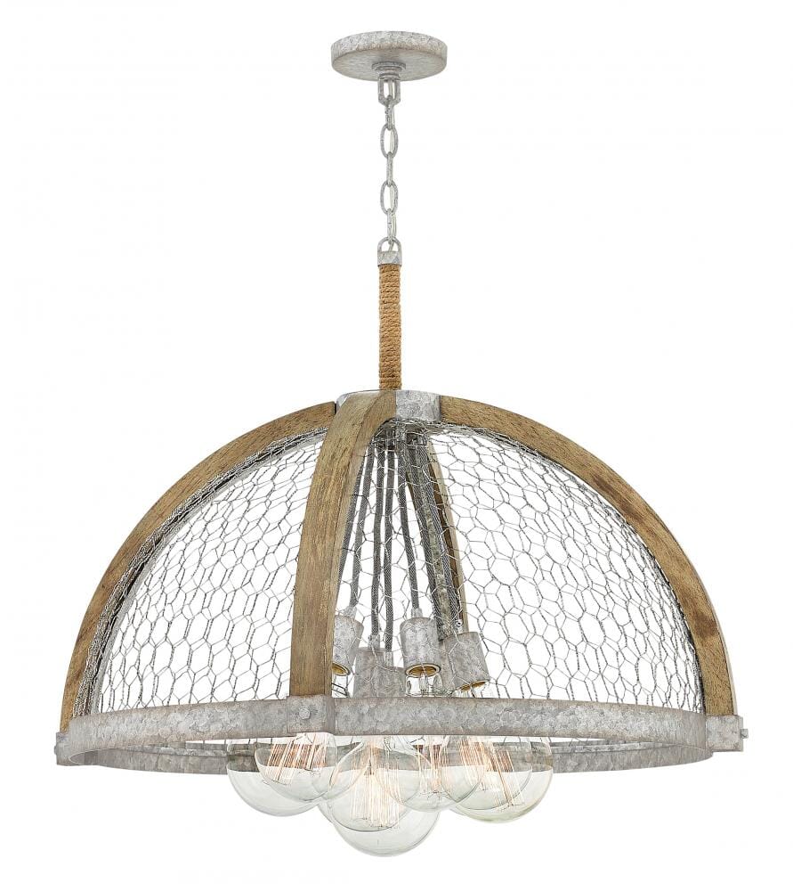 Hinkley Heywood 7-Light Pendant in Weathered Zinc