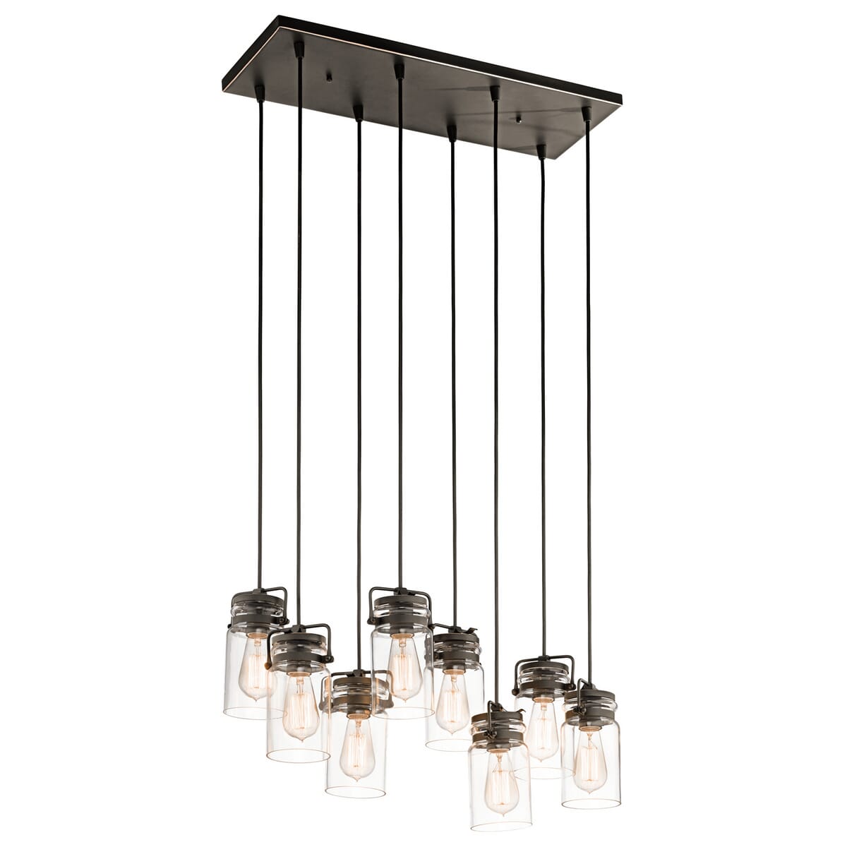 Kichler Brinley Farmhouse 25" 8-Light Linear Pendant in Olde Bronze