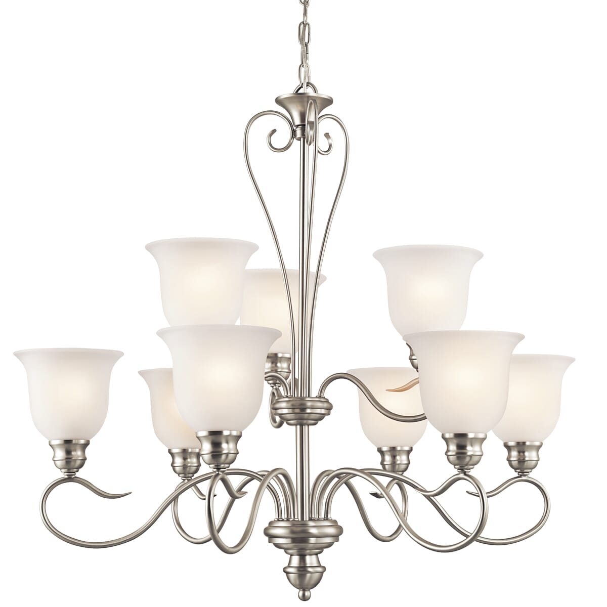 Kichler Tanglewood 9-Light 32" 2-Tier Chandelier in Brushed Nickel