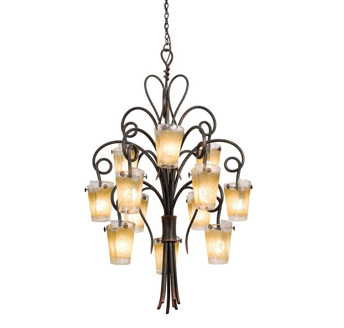 Kalco Tribecca 12-Light Chandelier in Antique Copper