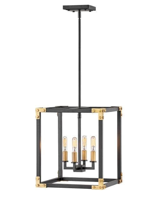 Hinkley Louis 4-Light Chandelier in Satin Black