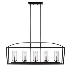 Golden Mercer 5-Light 15" Pendant Light in Black