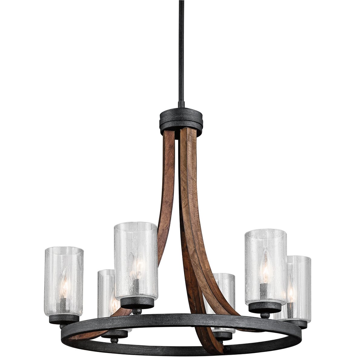 Kichler Grand Bank 6-Light Chandelier 1 Tier Medium in Auburn Stain