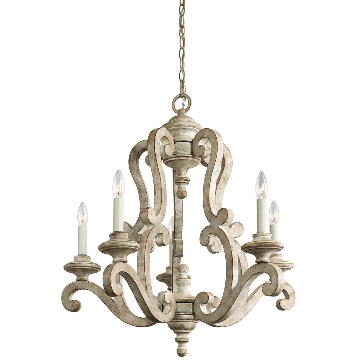 Kichler Hayman Bay 5-Light Chandelier in Distressed Antique White