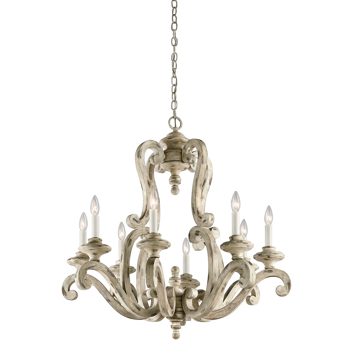 Kichler Hayman Bay 8-Light Chandelier in Distressed Antique White