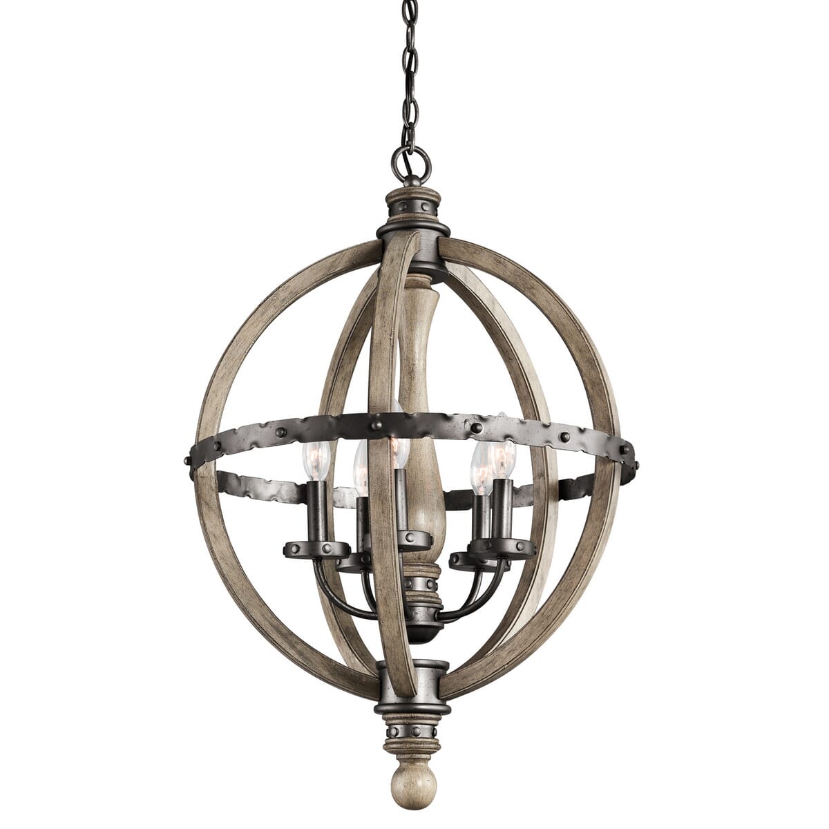 Kichler Evan 5-Light 20" 1-Tier Small Chandelier in Distressed Antique Gray