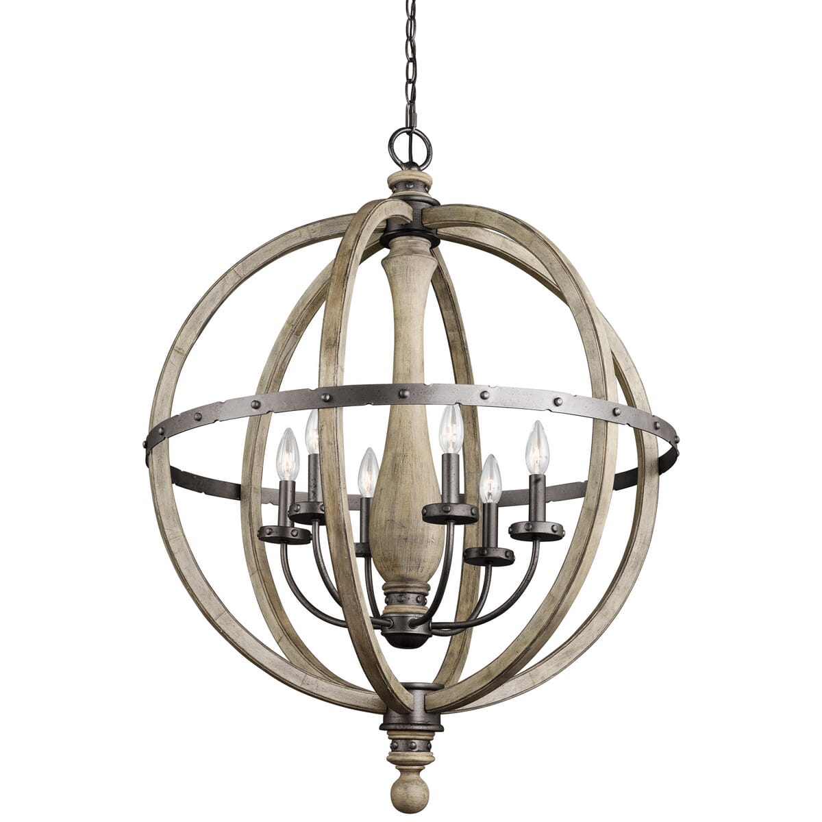 Kichler Evan 6-Light Chandelier 1 Tier Large in Distressed Antique Gray