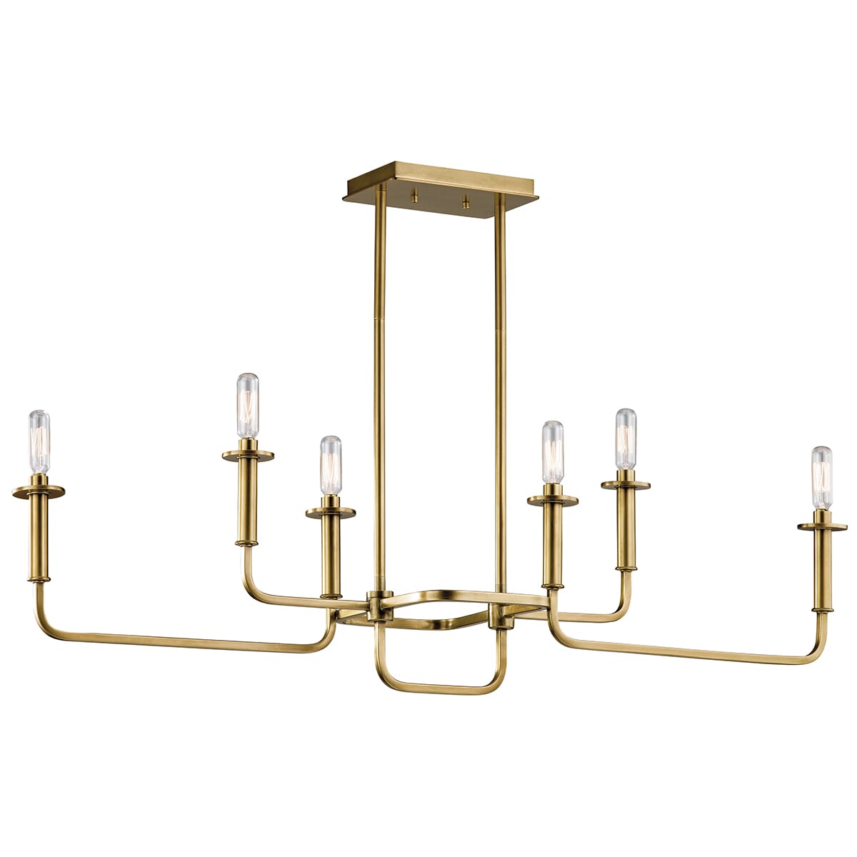 Kichler Alden 6-Light Double Linear Chandelier in Natural Brass