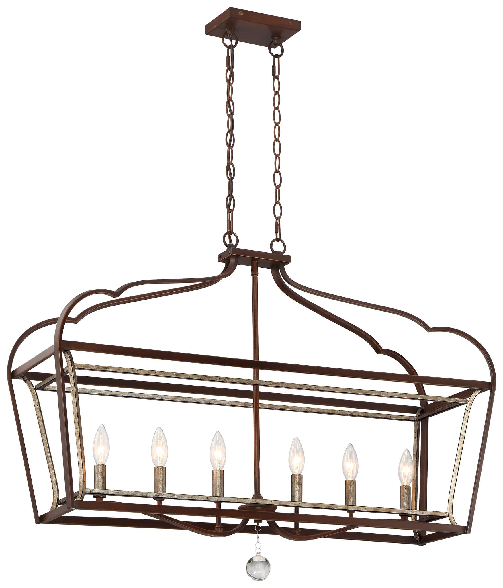 Minka Lavery Astrapia 6-Light 11" Pendant Light in Dark Rubbed Sienna with Aged Silver