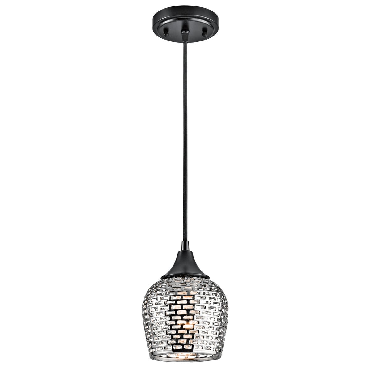 Kichler Annata 6.25" Mini Pendant with Silver Shade in Black