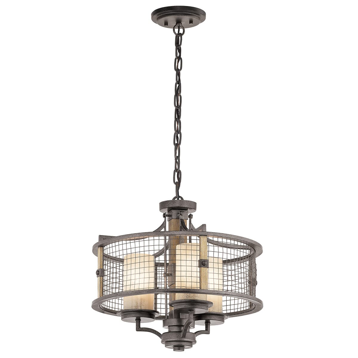 Kichler Ahrendale 3-Light Chandelier/Semi Flush in Anvil Iron