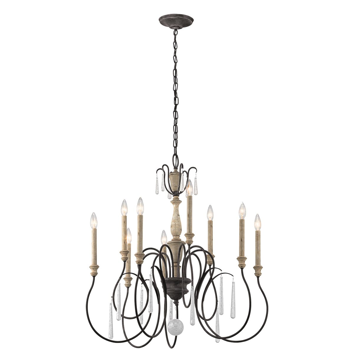 Kichler Kimblewick 9-Light Chandelier 2-Tier in Weathered Zinc