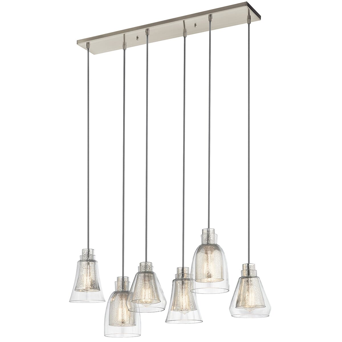 Kichler Evie 6-Light Double Linear Chandelier in Brushed Nickel