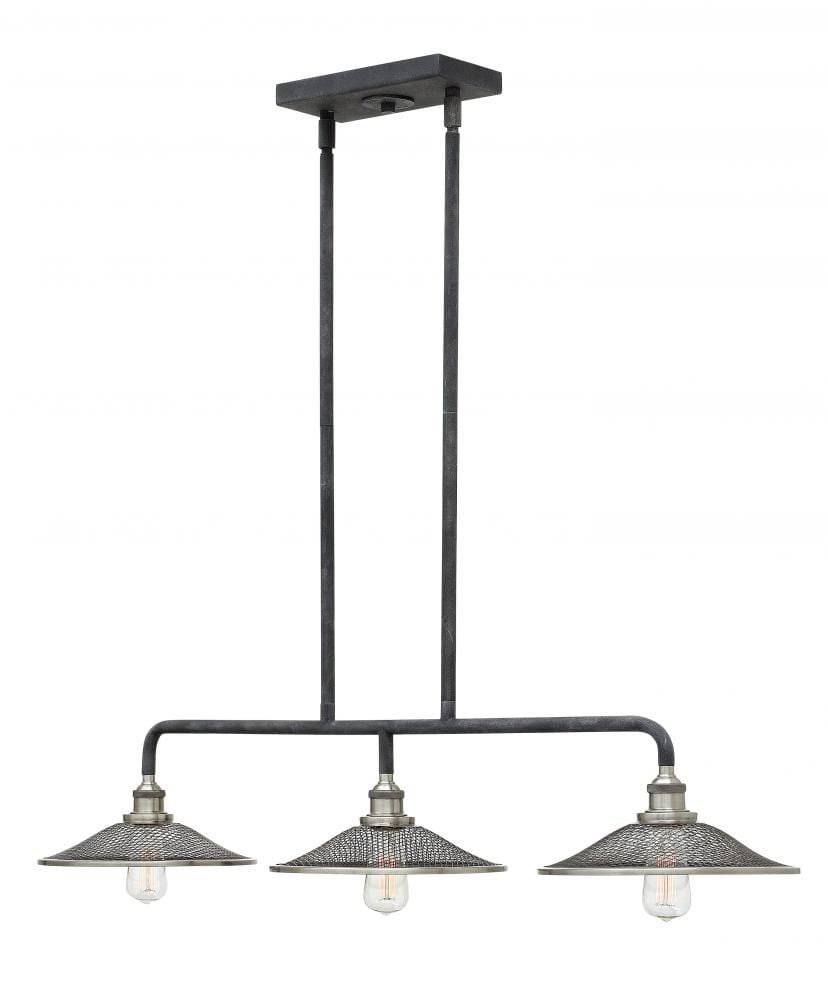 Hinkley Rigby 3-Light Hanging Linear Pendant in Aged Zinc