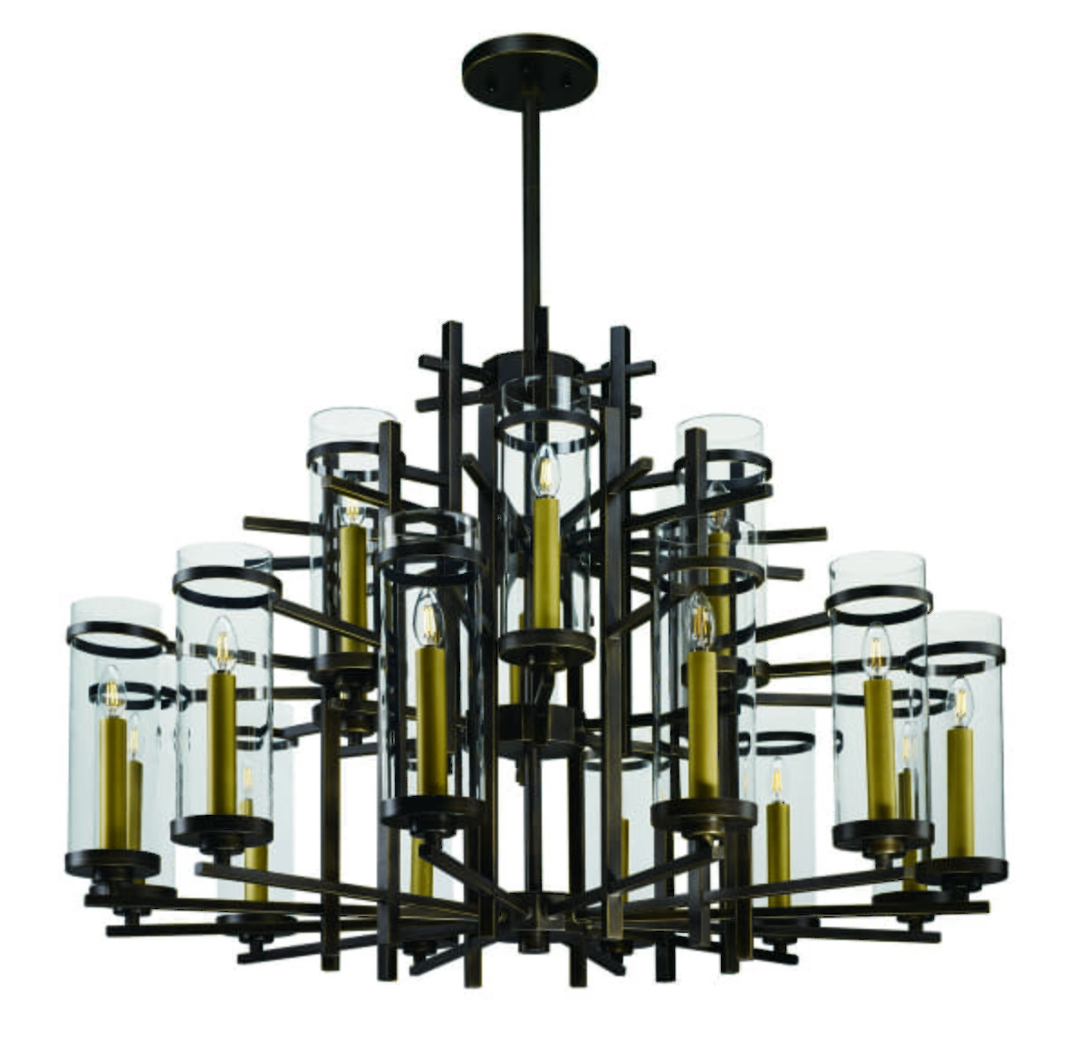 Maxim Midtown 47.25" 18-Light LED Multi-Tier Chandelier in Gold Bronze