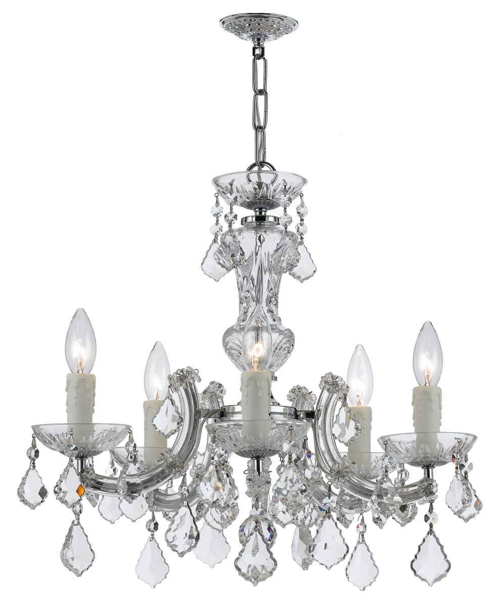 Crystorama Maria Theresa 5-Light 19" Mini Chandelier in Polished Chrome with Clear Swarovski Strass Crystals