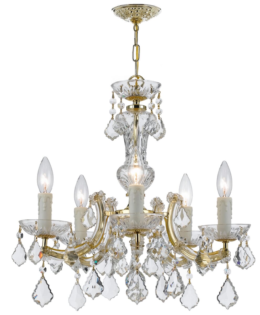 Crystorama Maria Theresa 5-Light 19" Mini Chandelier in Gold with Clear Swarovski Strass Crystals