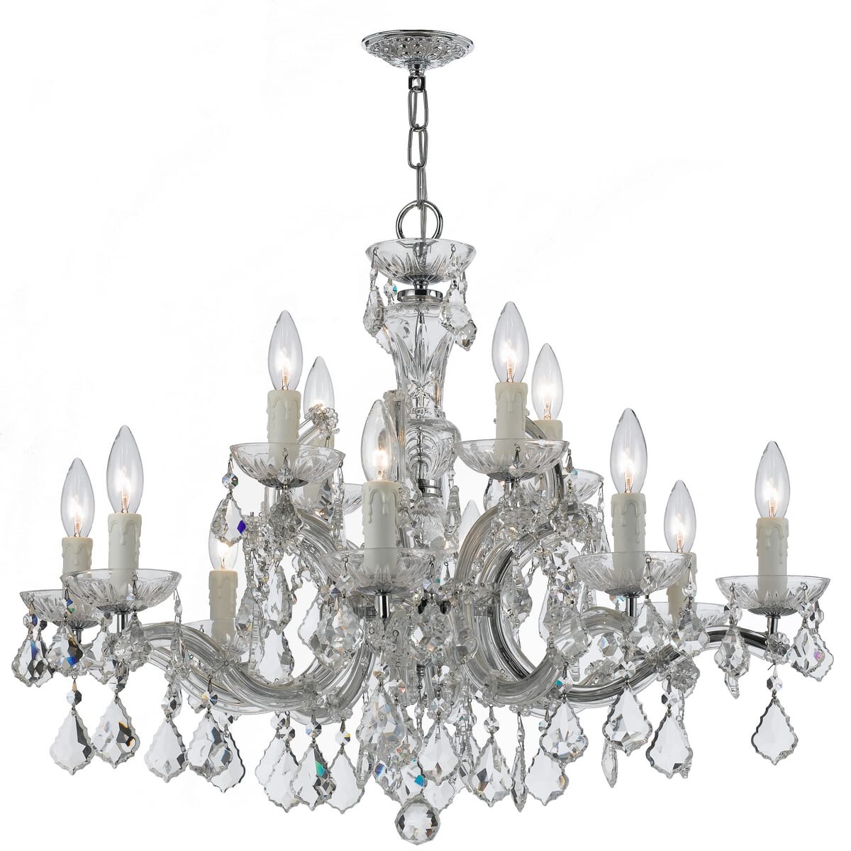 Crystorama Maria Theresa 12-Light 27" Traditional Chandelier in Polished Chrome with Clear Spectra Crystals