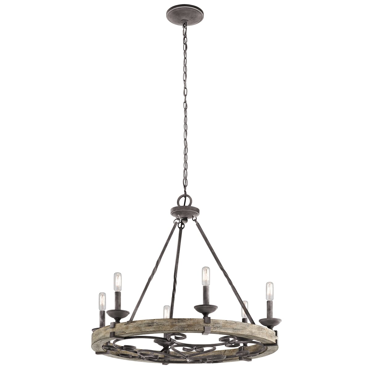 Kichler Taulbee 6-Light Chandelier Round Pendant in Weathered Zinc