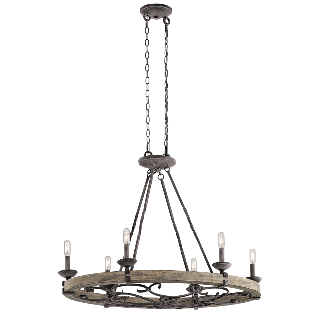 Kichler Taulbee 6-Light Chandelier Oval Pendant in Weathered Zinc