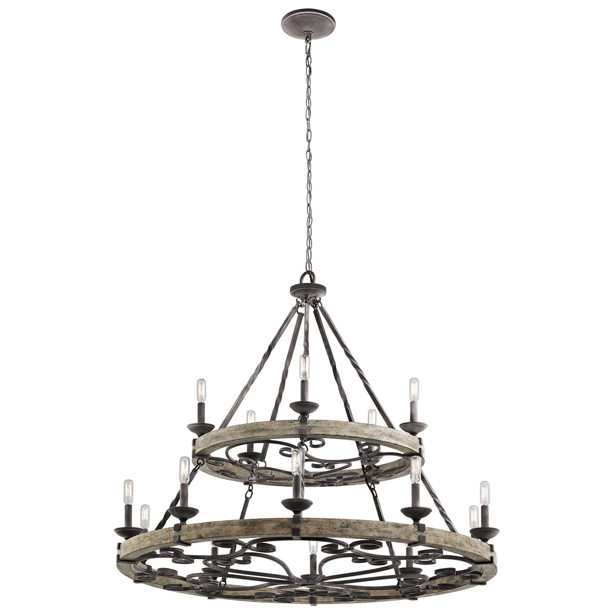 Kichler Taulbee 15-Light Chandelier 2-Tier Large in Weathered Zinc