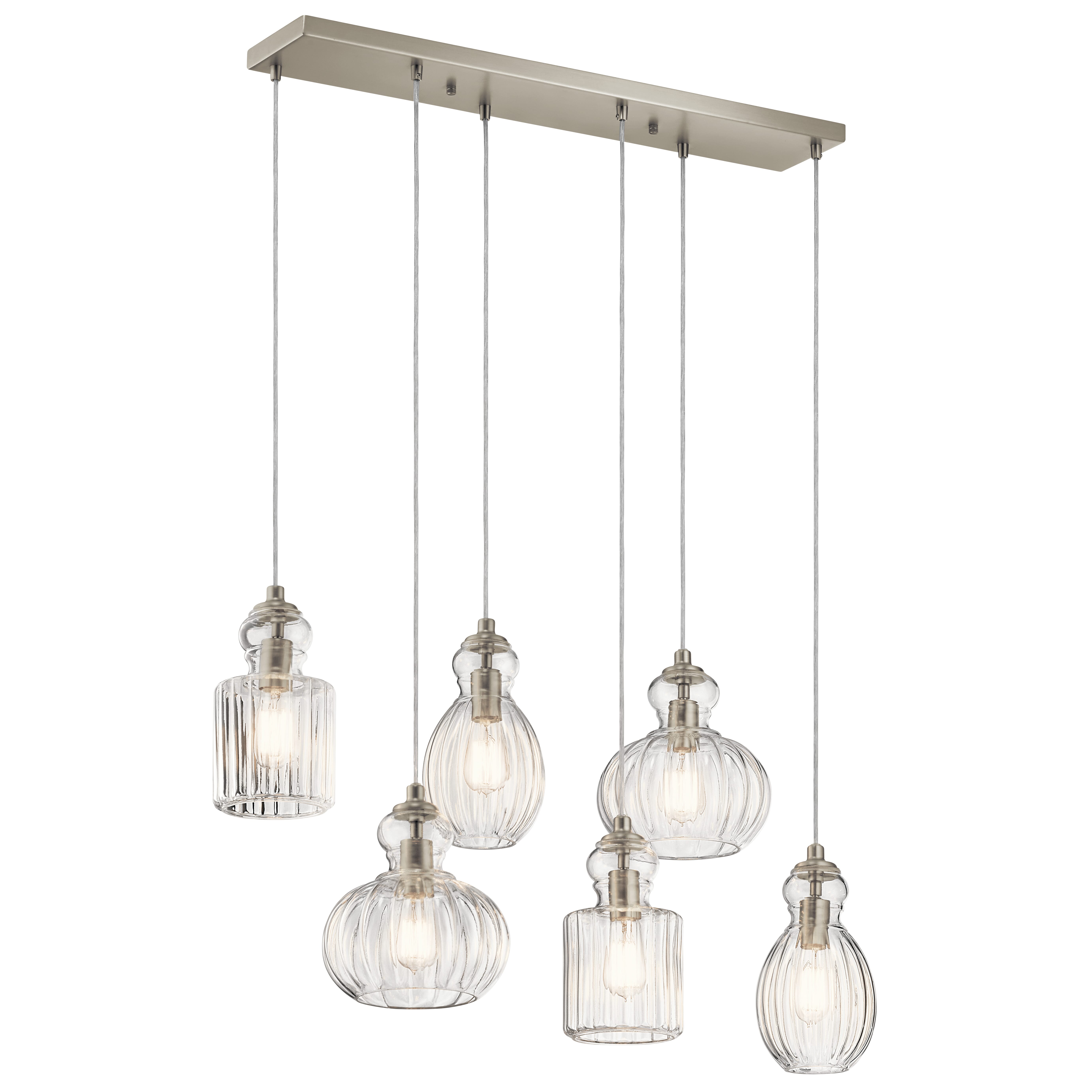 Kichler Riviera 6-Light Linear Chandelier in Brushed Nickel