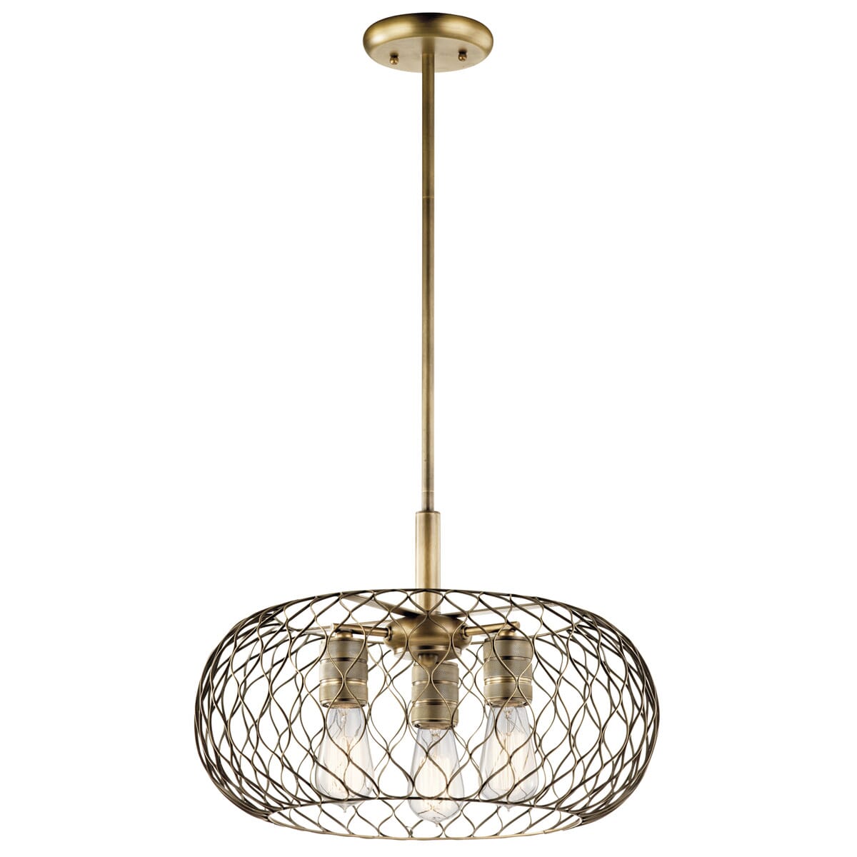 Kichler Devin 18" 3-Light Pendant in Natural Brass