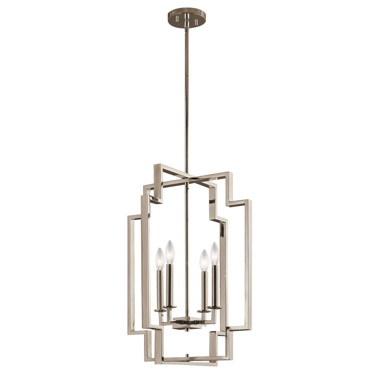 Kichler Downtown Deco 25" 4-Light Foyer Pendants in Polished Nickel