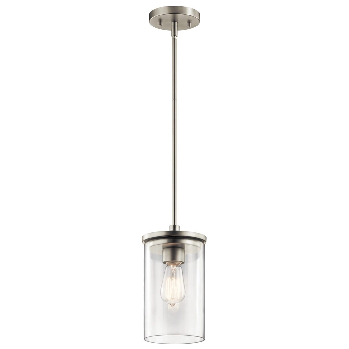 Kichler Crosby Clear Mini Pendant in Brushed Nickel