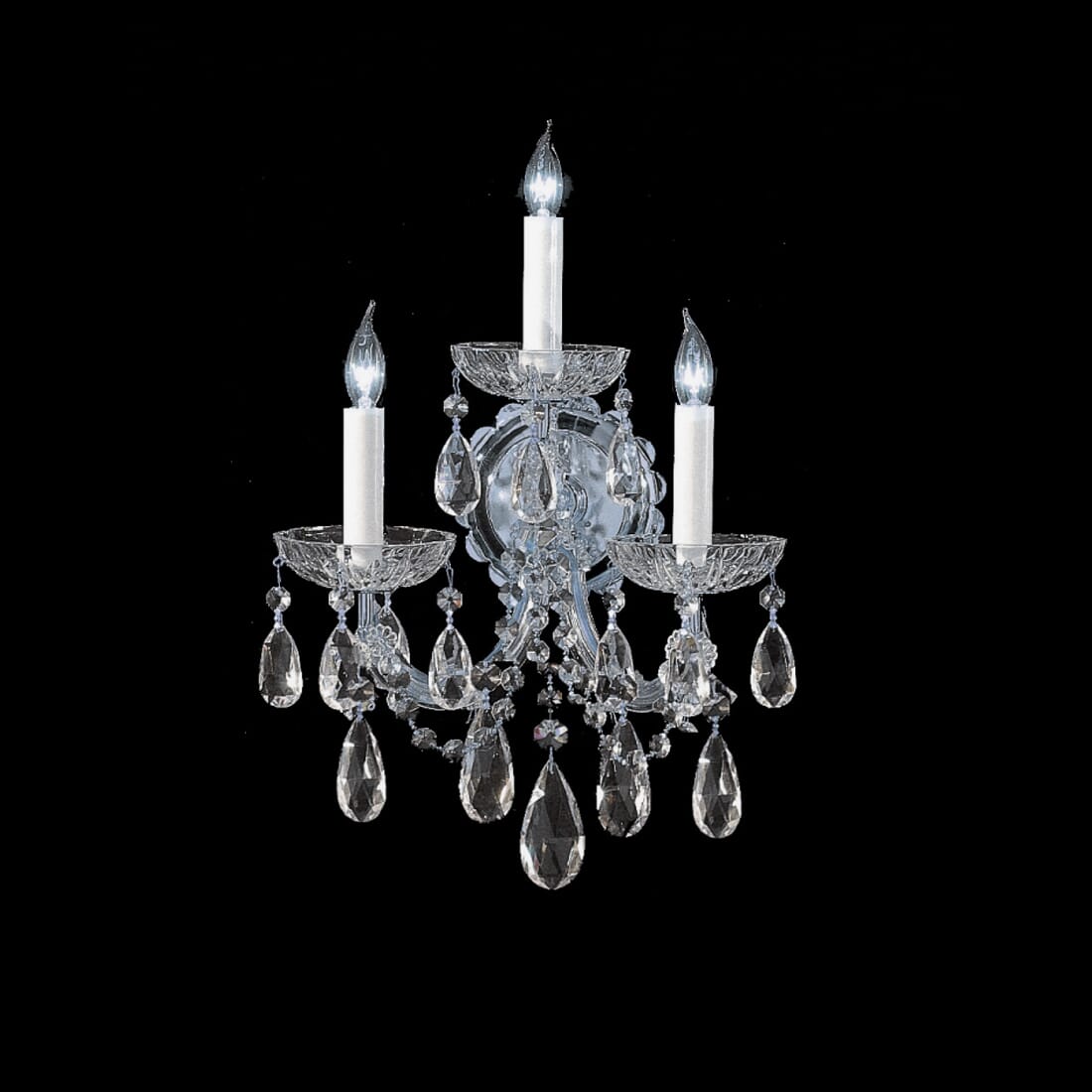 Crystorama Maria Theresa 3-Light 14" Wall Sconce in Polished Chrome with Clear Hand Cut Crystals