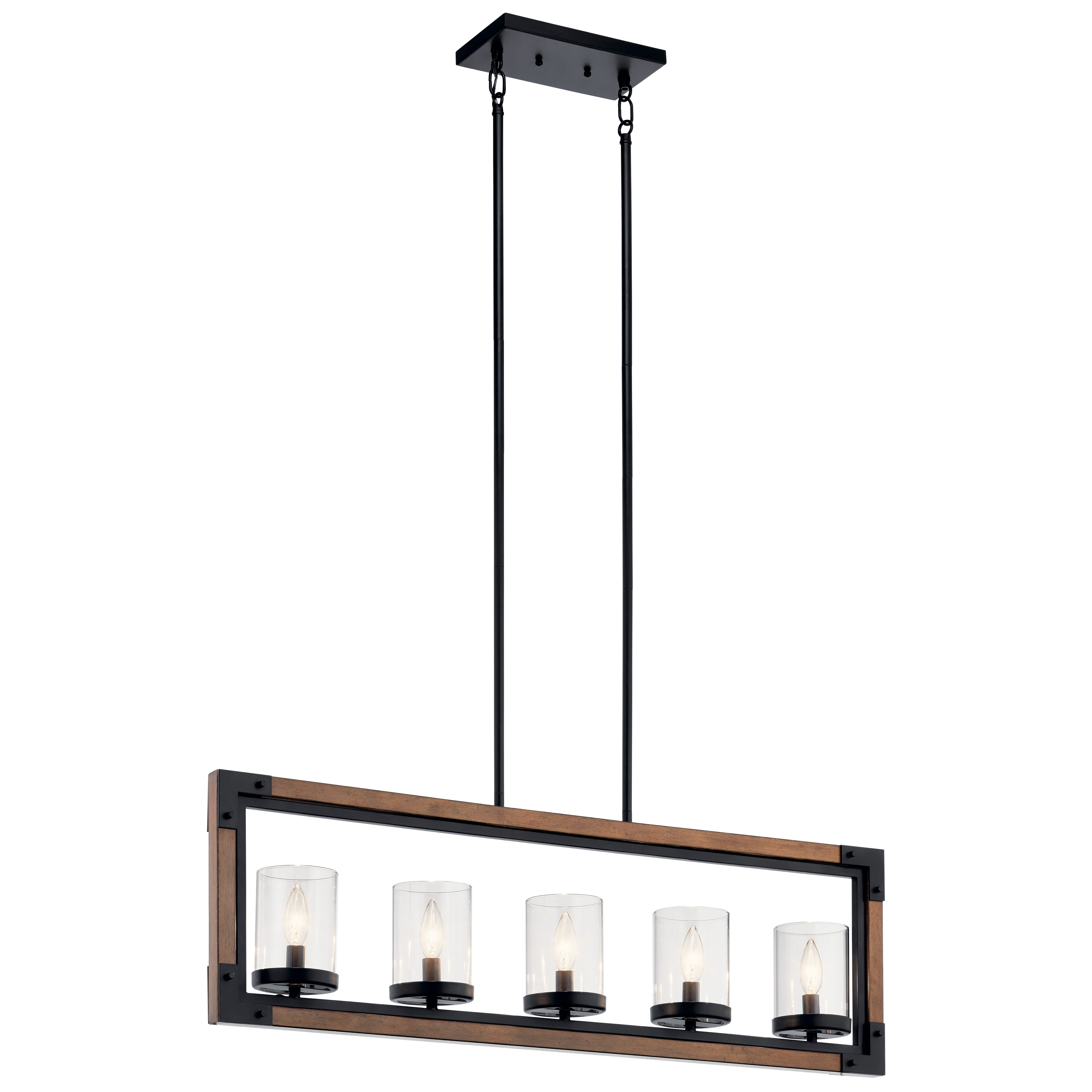 Kichler Marimount 5-Light 38.5" Linear Chandelier in Auburn Stained Finish