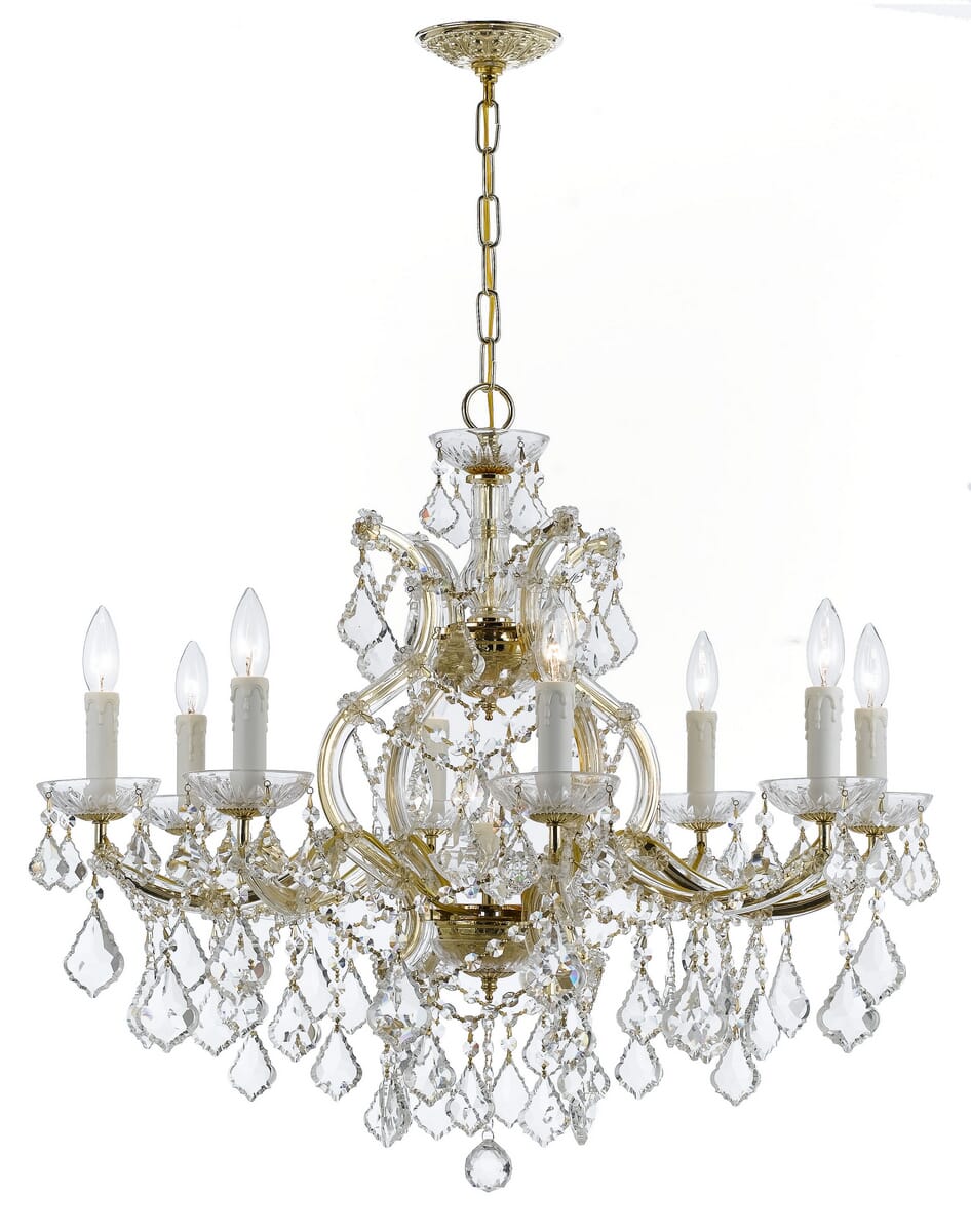 Crystorama Maria Theresa 9-Light 23" Traditional Chandelier in Gold with Clear Hand Cut Crystals