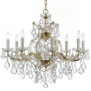 Crystorama Maria Theresa 9-Light 23" Traditional Chandelier in Gold with Clear Swarovski Strass Crystals