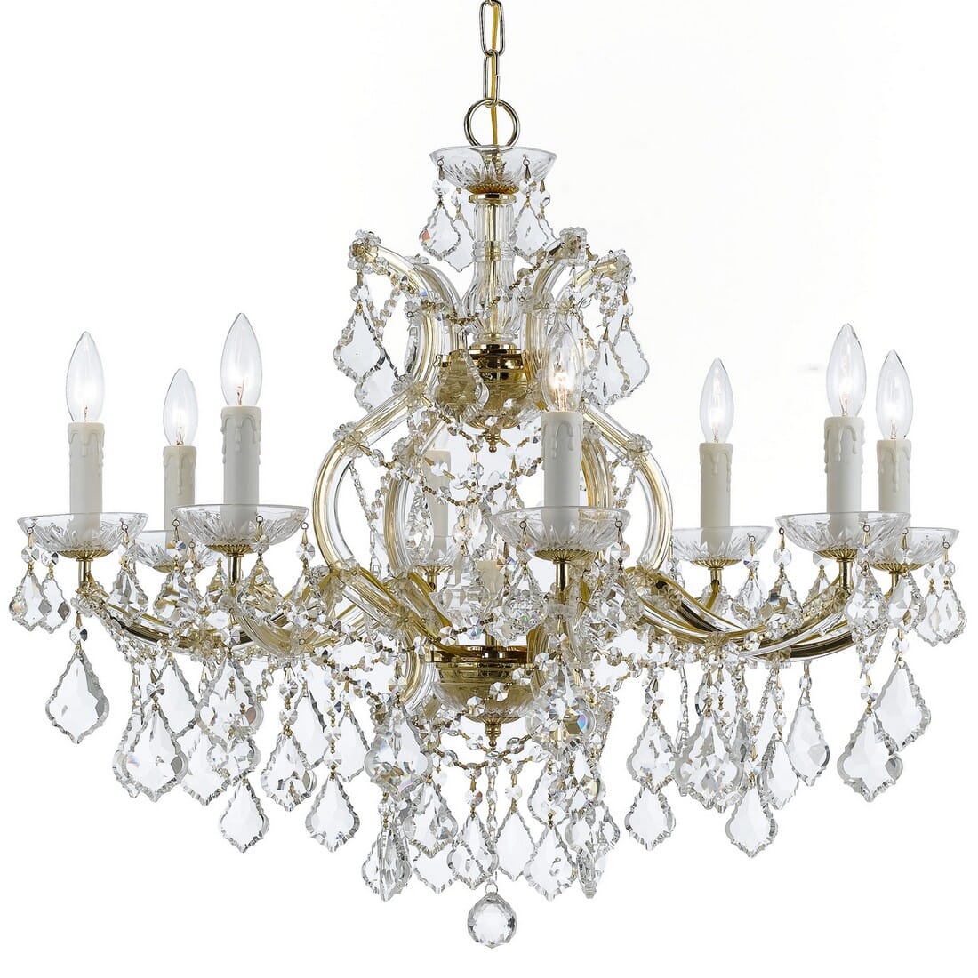 Crystorama Maria Theresa 9-Light 23" Traditional Chandelier in Gold with Clear Spectra Crystals