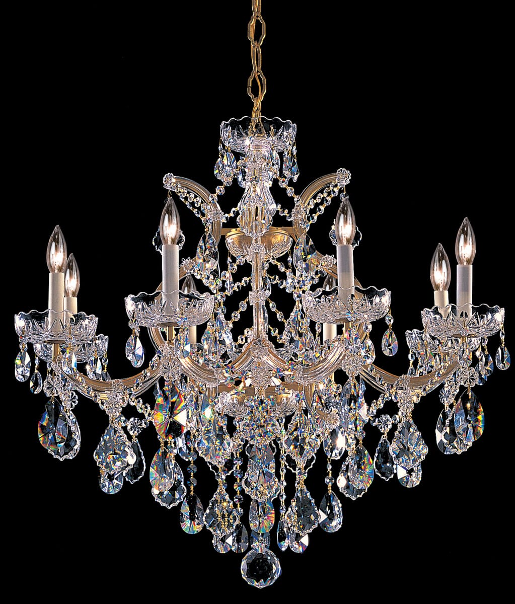 Crystorama Maria Theresa 9-Light 27" Traditional Chandelier in Gold with Clear Hand Cut Crystals