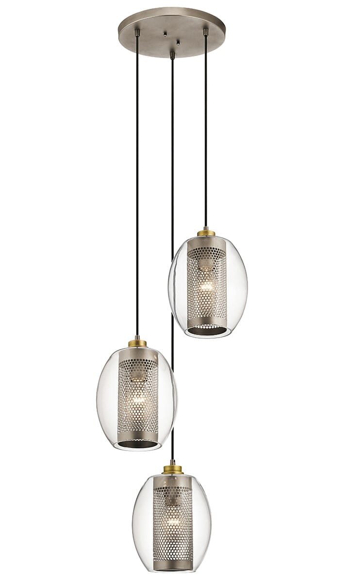 Kichler Asher Three Pendant Ceiling Light in Antique Pewter