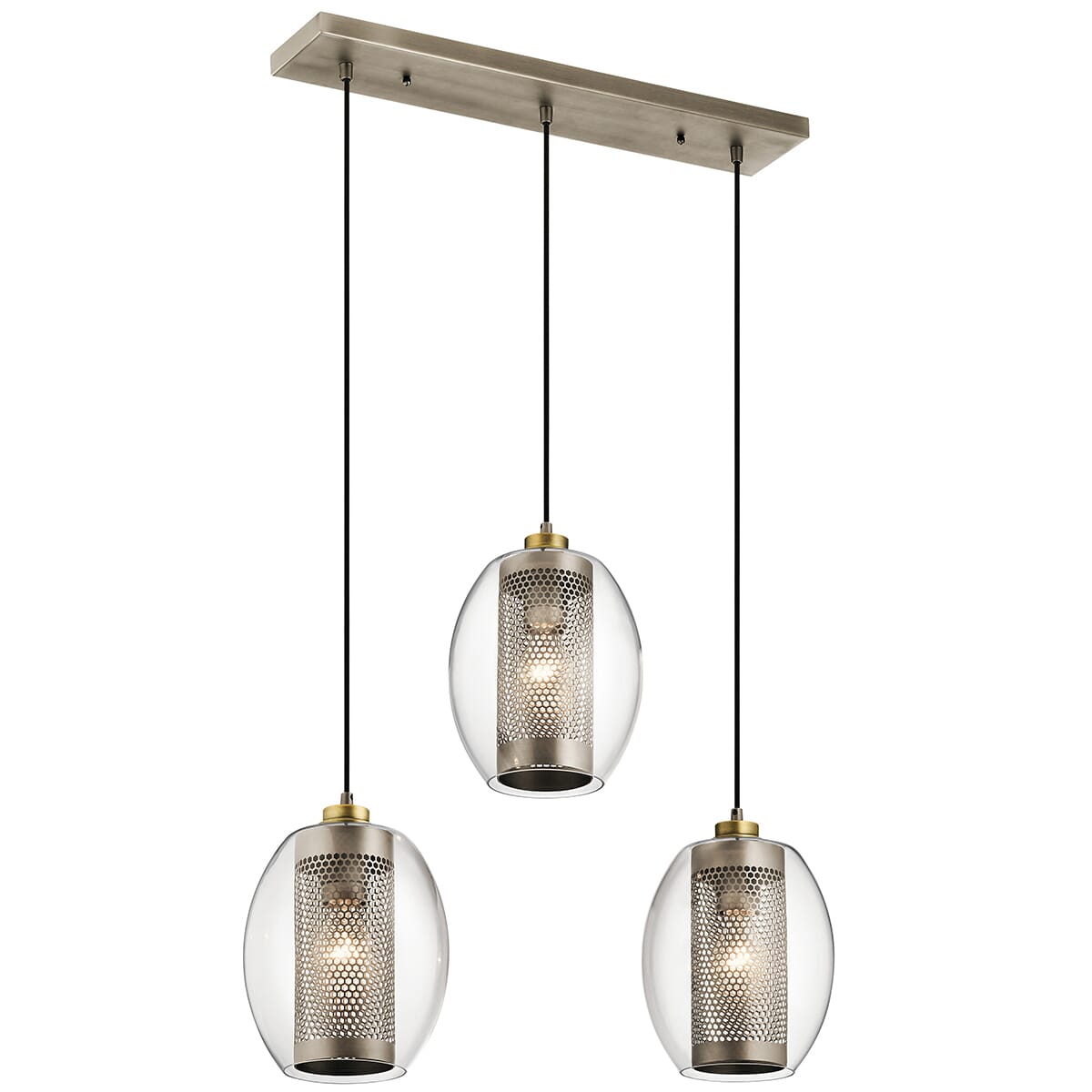 Kichler Asher 3-Light Linear Chandelier in Antique Pewter