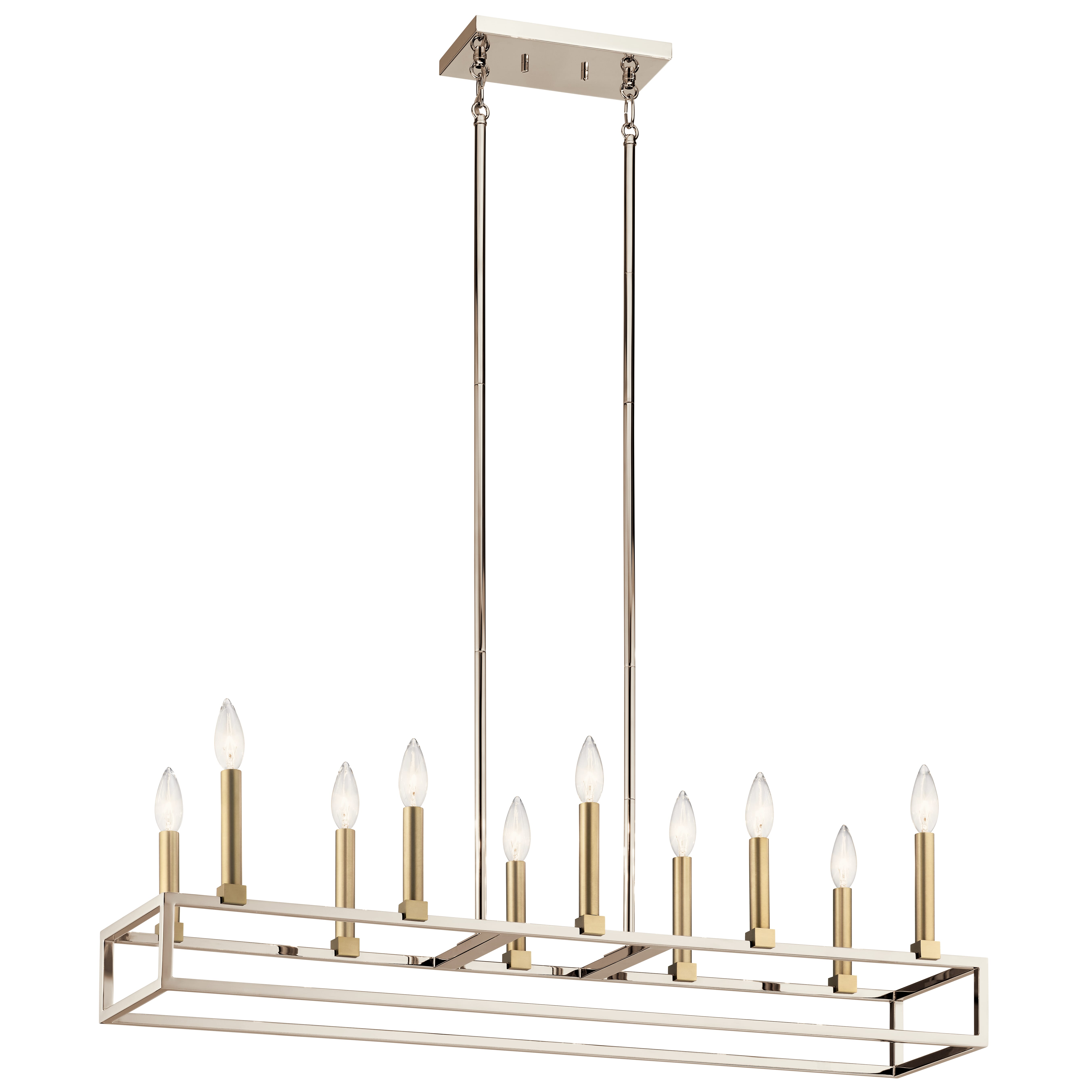 Kichler Finet 10-Light 38" Linear Chandelier in Polished Nickel