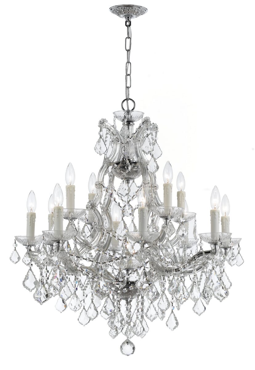 Crystorama Maria Theresa 13-Light 27" Traditional Chandelier in Polished Chrome with Clear Hand Cut Crystals