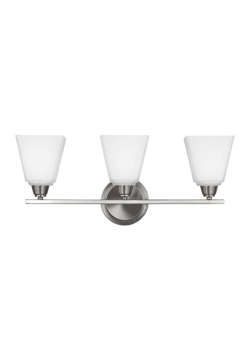 Sea Gull Parkfield 3-Light Bathroom Vanity Light in Brushed Nickel