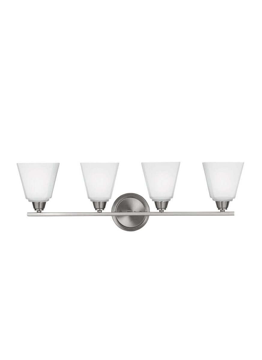 Sea Gull Parkfield 4-Light 31" Bathroom Vanity Light in Brushed Nickel