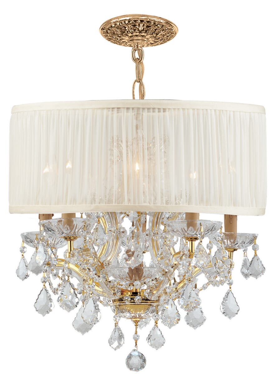 Crystorama Brentwood 6-Light 19" Traditional Chandelier in Gold with Clear Spectra Crystals