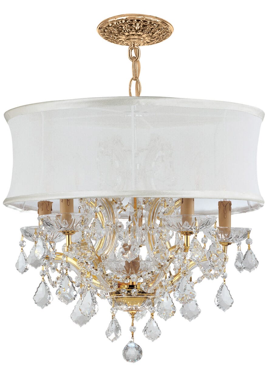 Crystorama Brentwood 6-Light 19" Traditional Chandelier in Gold with Clear Hand Cut Crystals