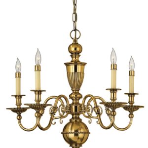 Hinkley Cambridge 5-Light Single Tier Chandelier in Burnished Brass