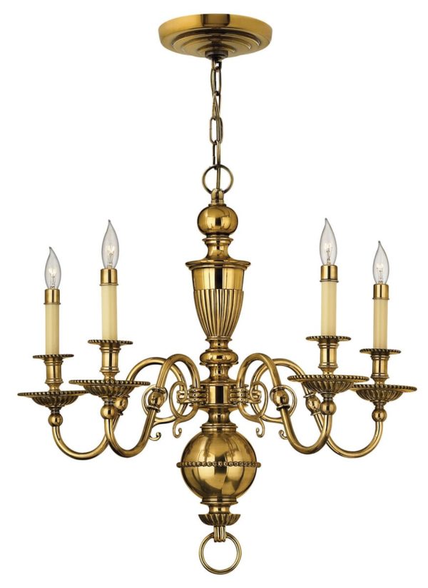 Hinkley Cambridge 5-Light Single Tier Chandelier in Burnished Brass