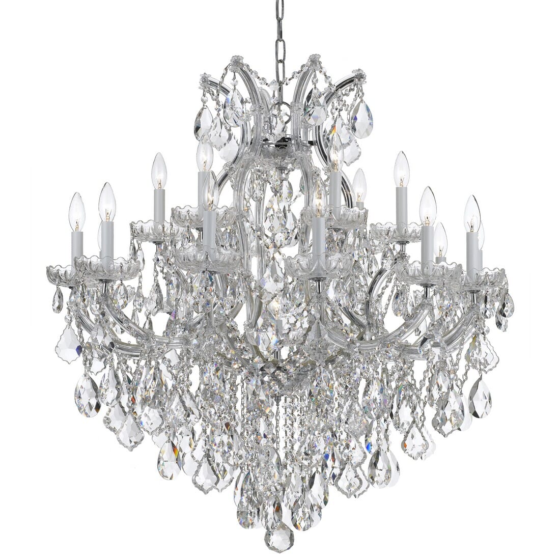 Crystorama Maria Theresa 19-Light 36" Traditional Chandelier in Polished Chrome with Clear Italian Crystals