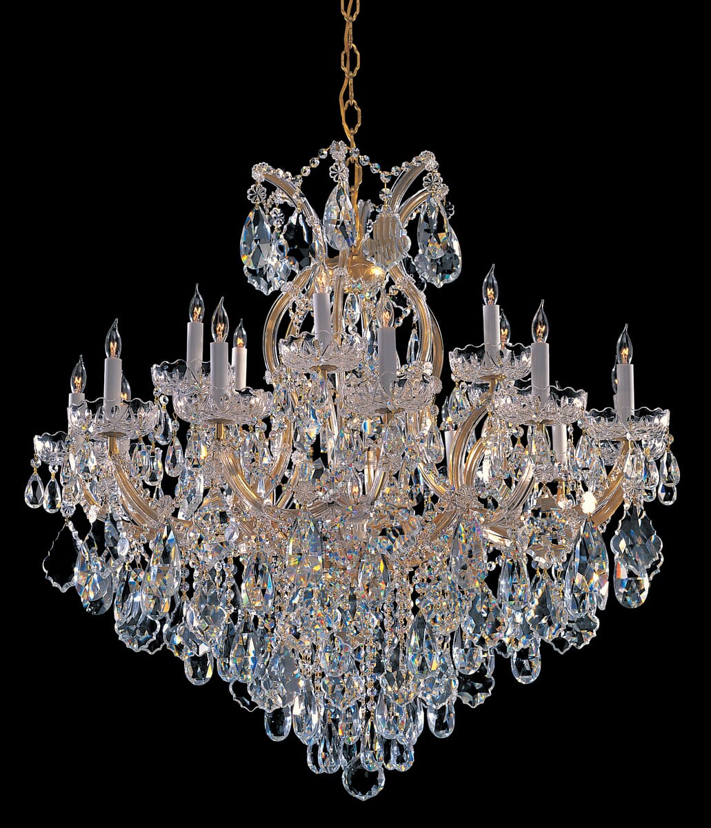 Crystorama Maria Theresa 19-Light 36" Traditional Chandelier in Gold with Clear Swarovski Strass Crystals