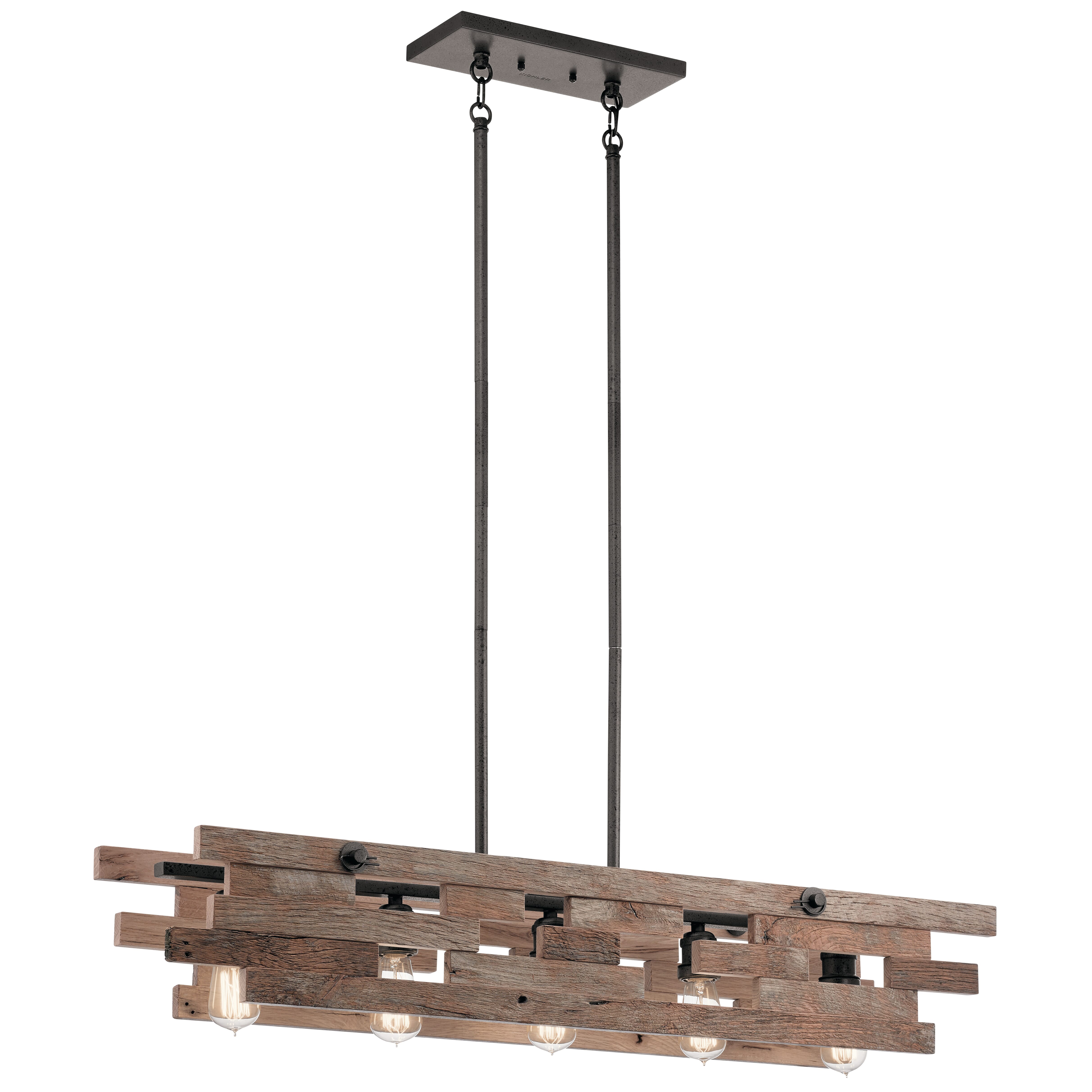 Kichler Cuyahoga Mill Linear Chandelier 5-Light in Anvil Iron