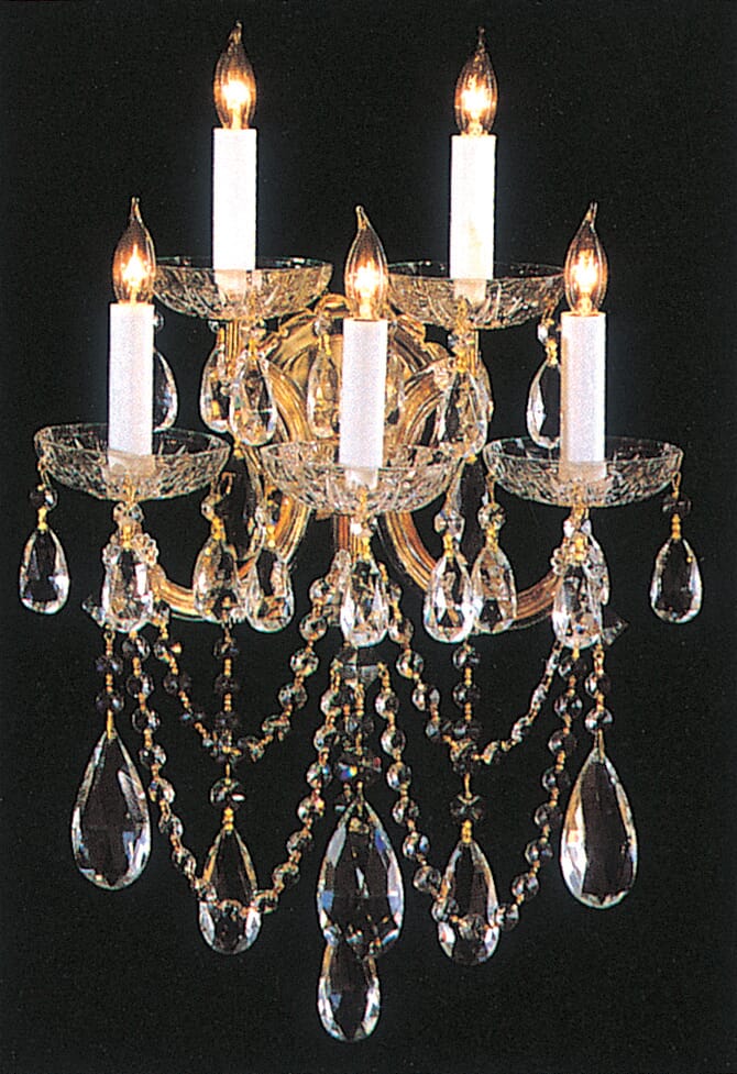 Crystorama Maria Theresa 5-Light 22" Wall Sconce in Gold with Clear Swarovski Strass Crystals